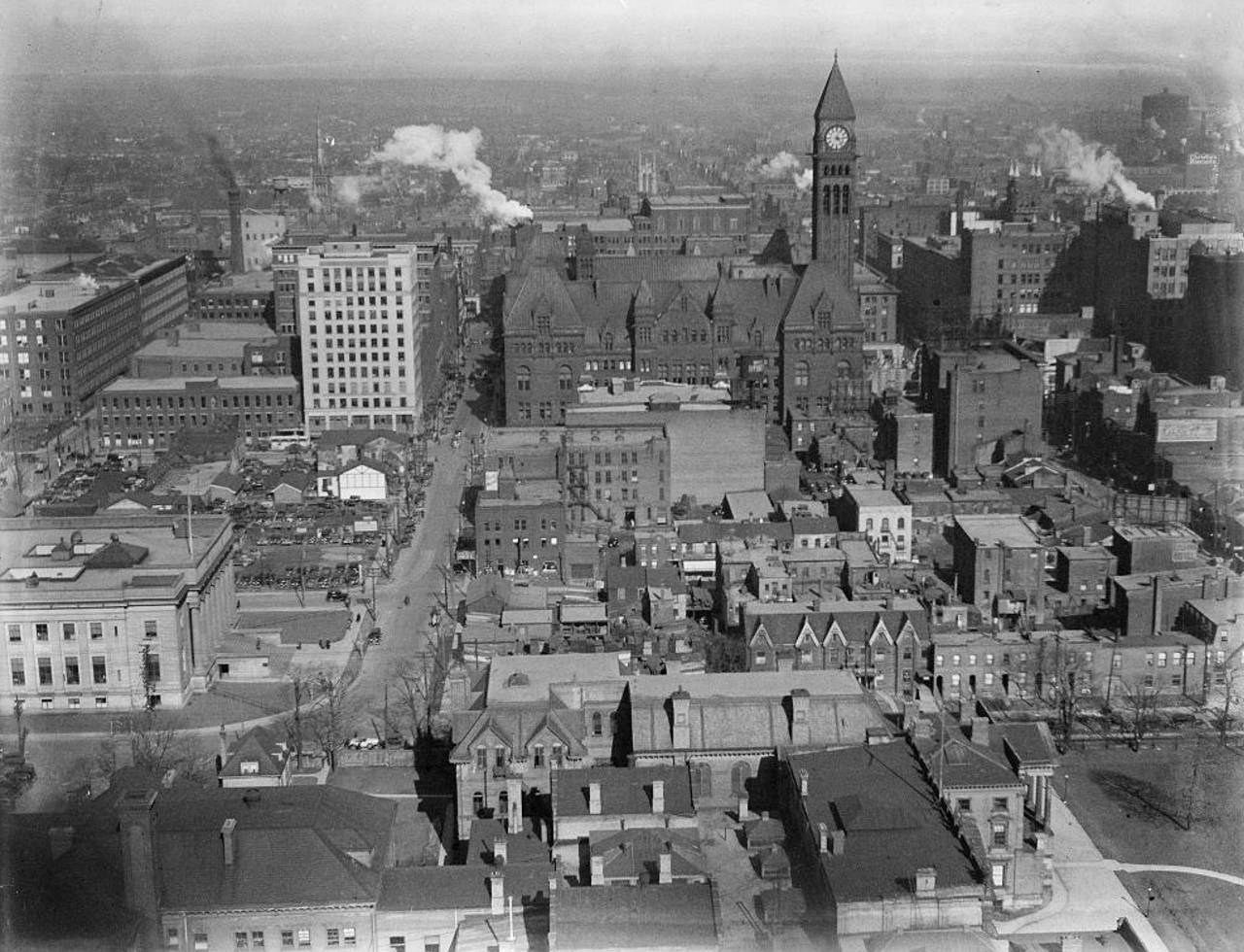 A view of The Ward looking east from Canada Life Tower, circa 1929