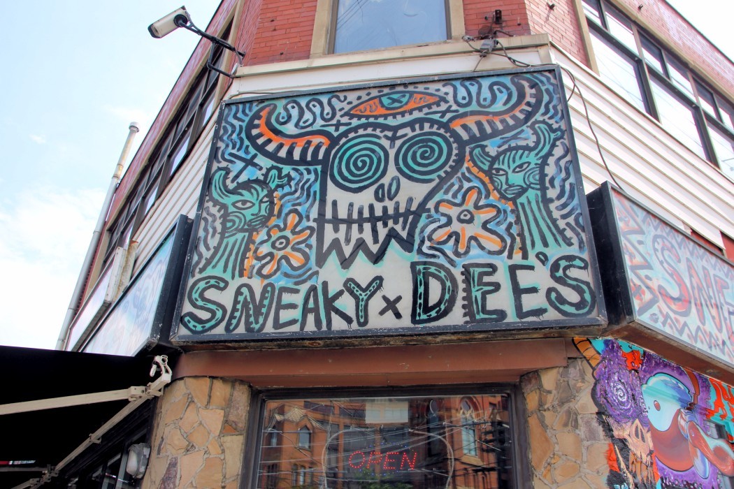 The facade of restaurant and bar Sneaky Dee’s in Toronto