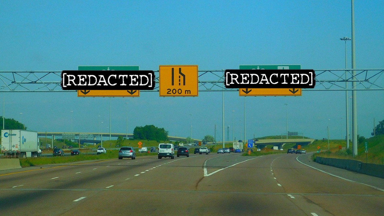 A view of highway signs in the Greater Toronto Area