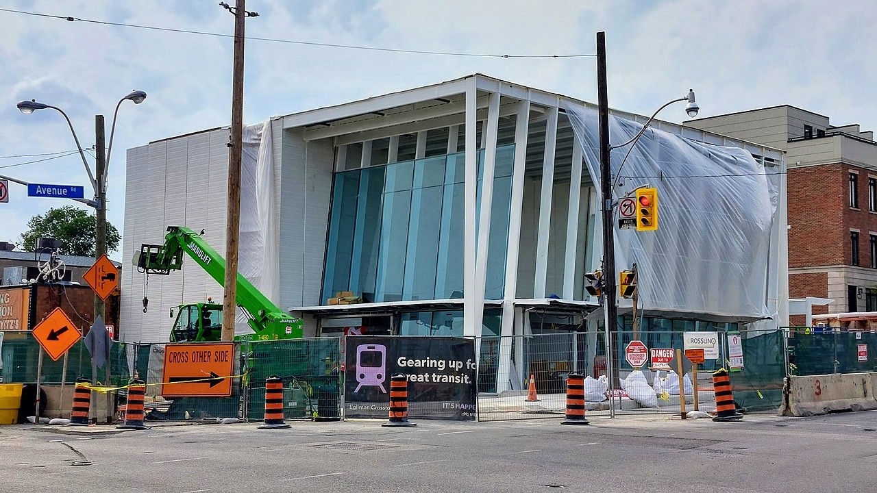 An image of construction on Avenue station on the Eglinton Crosstown LRT
