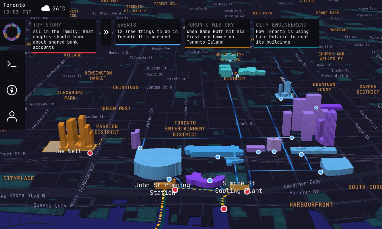 A screen grab of a Torontoverse story visualization
