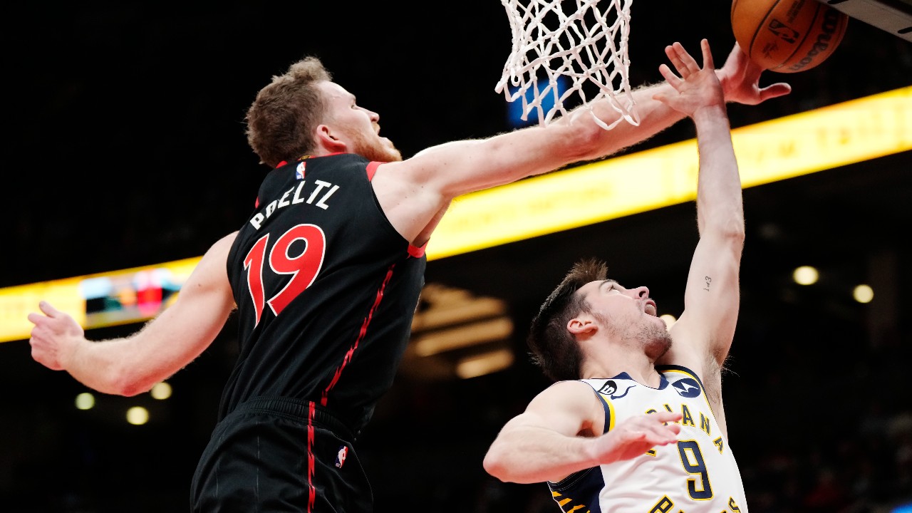 Toronto Raptors forward Pascal Siakam dribbles the ball up the court in the 2023 NBA All-Star Game