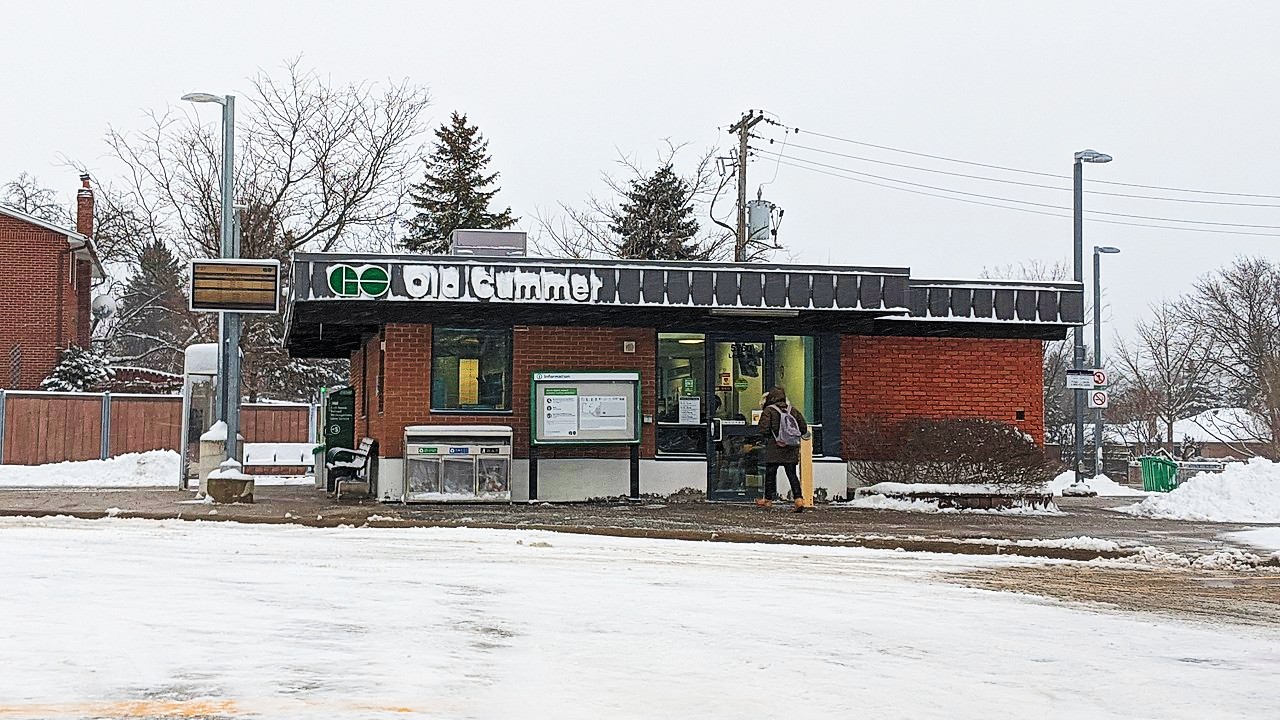 An image of Old Cummer GO Station, taken in the winter