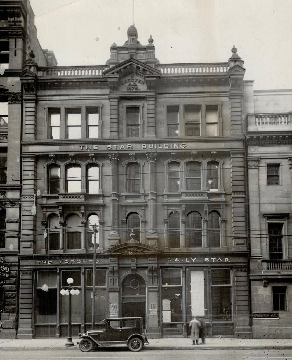 A photo of the King St. W. building that housed the Toronto Daily Star between 1905 and 1929