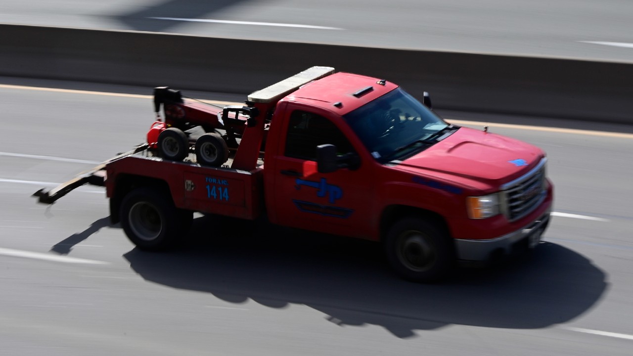 An image of a Toronto two truck driving along a highway